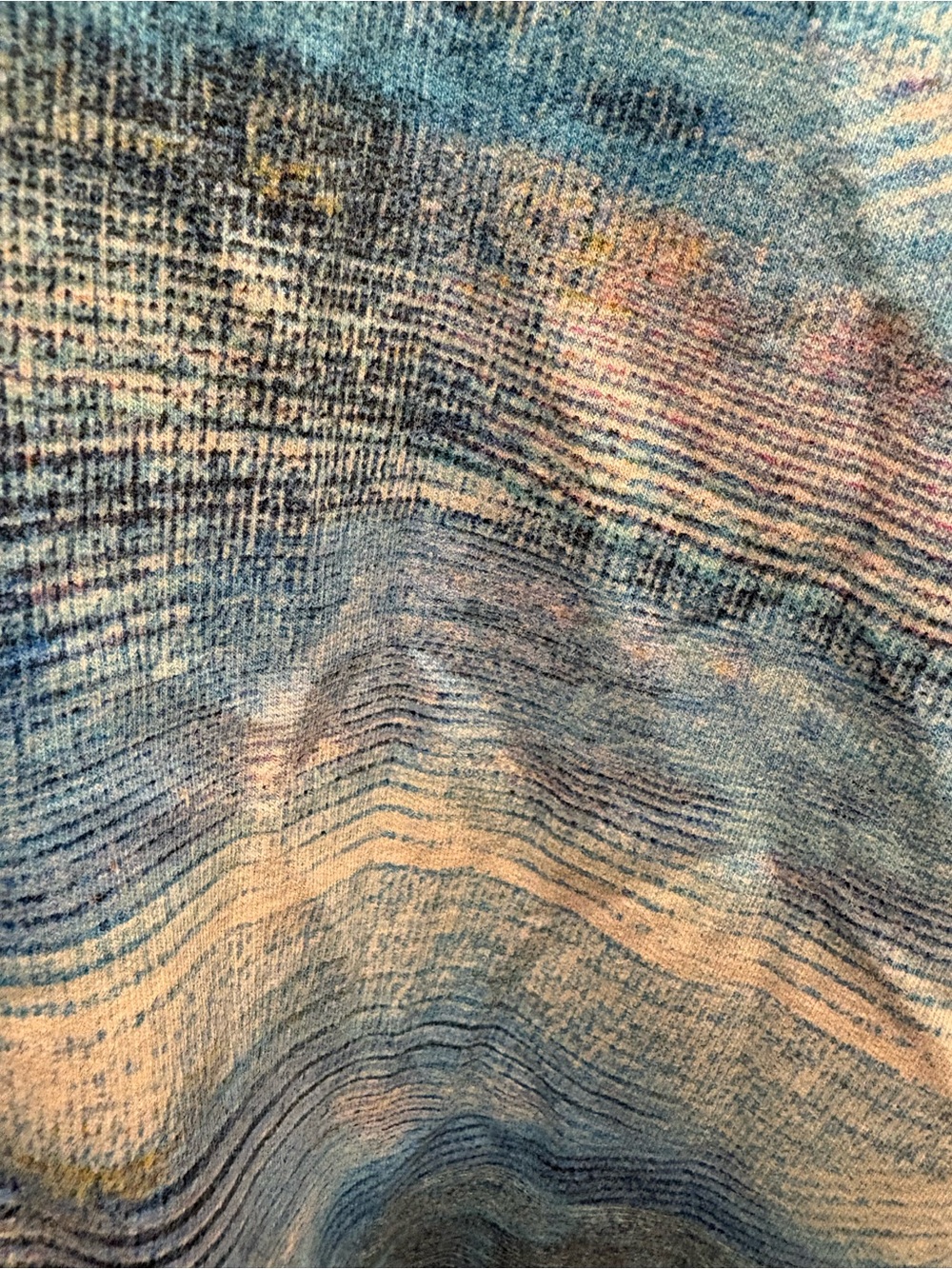 C.M.C. Color Me Cotton XL Blue Abstract Knit Jacket Shacket Cotton Stretch Art - Picture 15 of 16